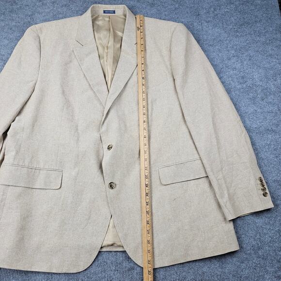 Stafford Sport Coat Mens 50 Regular Sand Linen Classic Fit Wedding Coastal Beach - Picture 6 of 13
